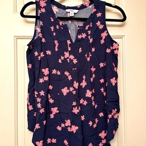 Size small petite - PS - blue & pink floral tank top / shirt